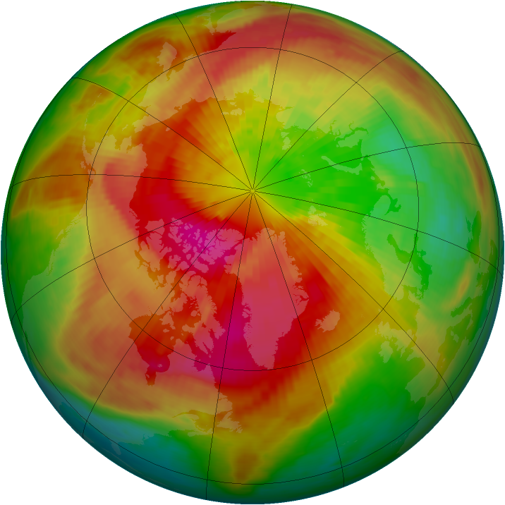 Arctic ozone map for 19 March 1986